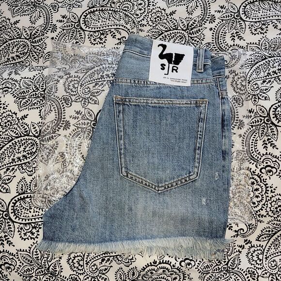 NWT Sandrine Rose x Free People Higher Rise Relaxed Shorts w Frayed Hem Size 25 - Picture 4 of 12